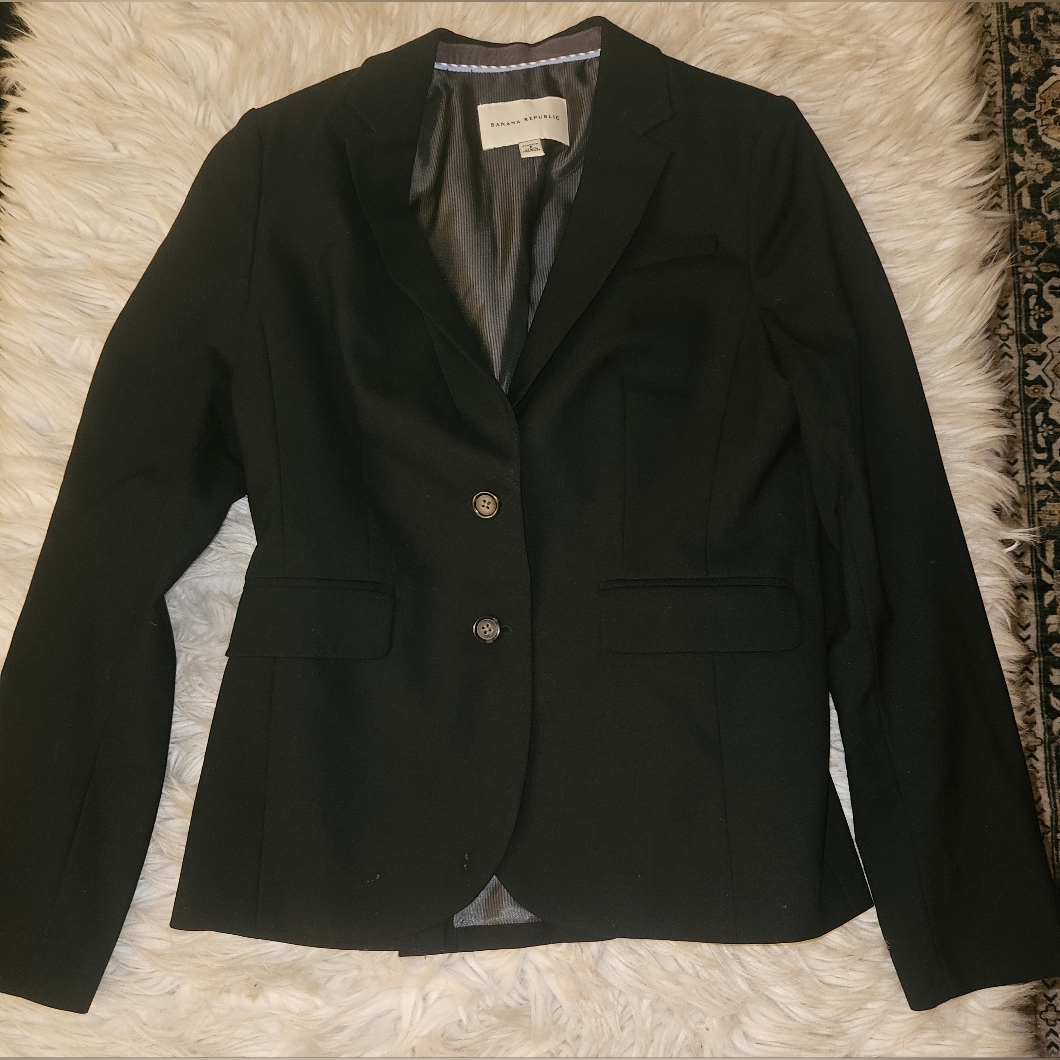 Banana Republic Black Stretch Blazer Size 8 Tailored Jacket